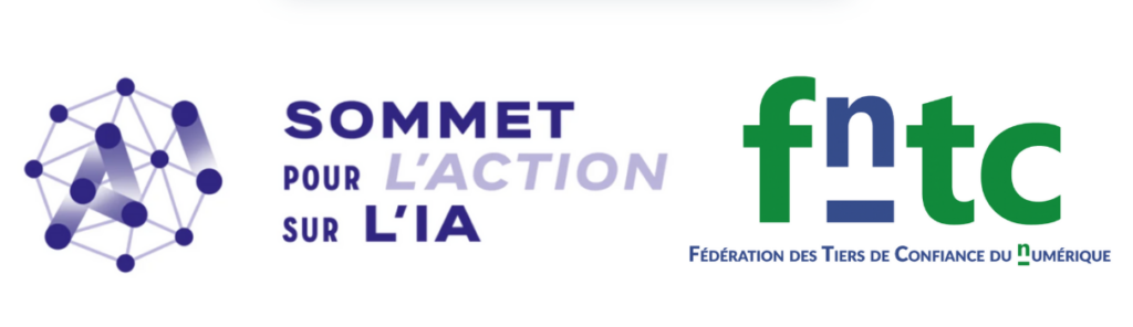 Logo Sommet pour l'action sur l'IA et logo FnTC